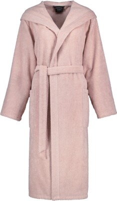 Cawö langer Bademantel Pure 5223 für Damen mit Kapuze, Größe XL, Farbe Puder 383