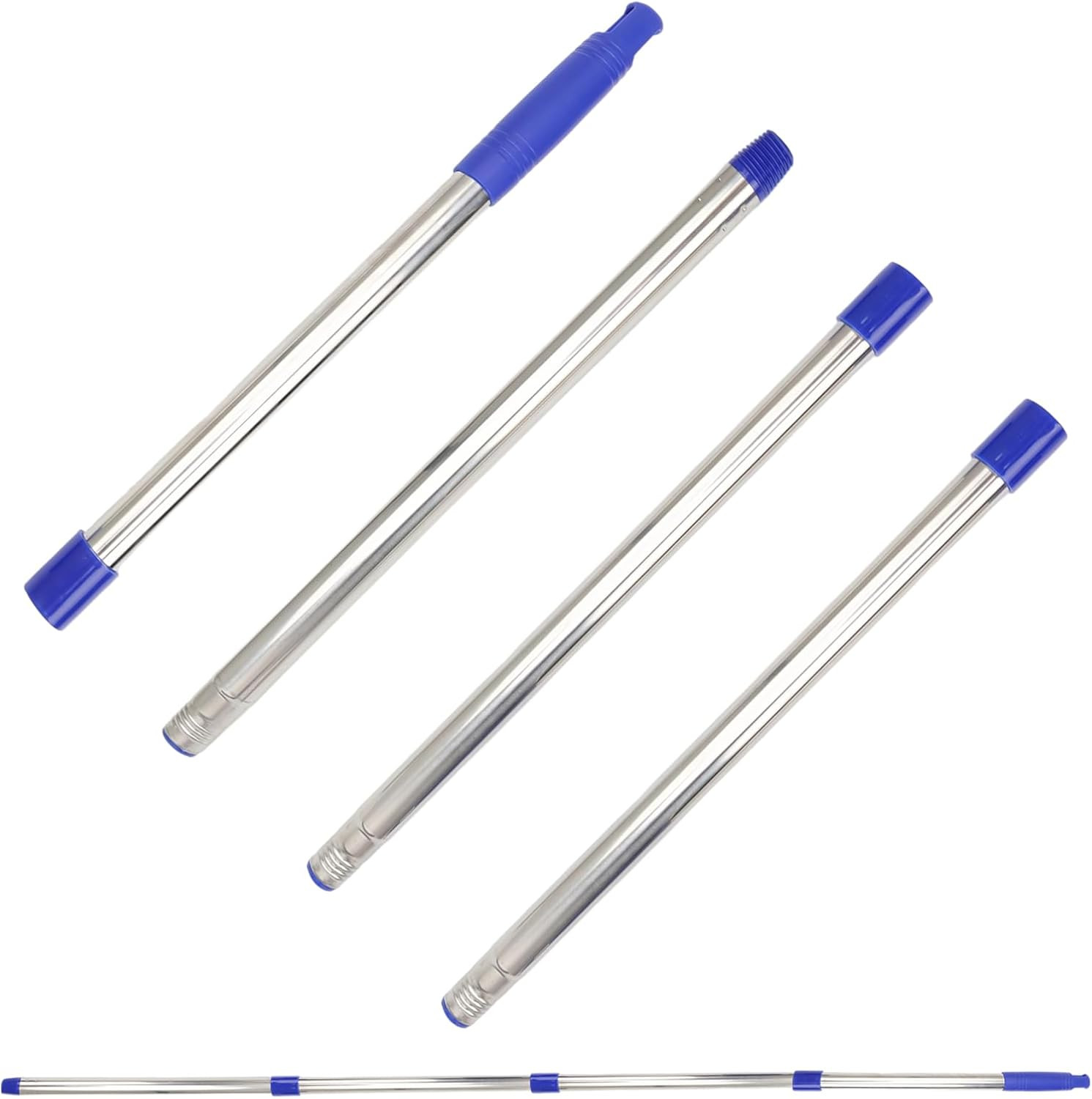 Manico Telescopico 1.5M Acciaio Inox Blu per Pulizia | Bastone Robusto