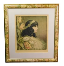 PAUL BERTHON Signed Lithograph Print H27.8×W25.5 in Art Nouveau Rare Decorative