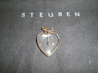 STEUBEN GLASS Clear Teardrop Heart Pendant or Charm - Good Condition