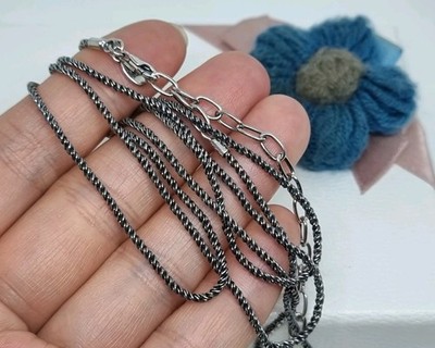NEW Genuine Pandora Long Retired Oxidised Silver Rope Chain Necklace 80cm BOXED