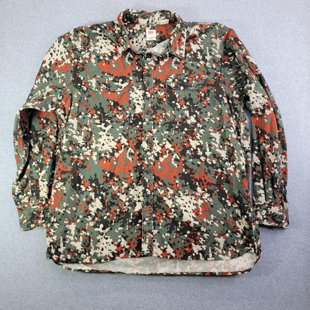 Levis Shirt Mens Large Multicolor Camo Corduroy Long Sleeve Button Up Relaxed