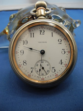 VINTAGE,WALTHAM,7 JEWEL,OPEN FACE(18 Sz) POCKET WATCH,(1908),SWING OUT MVMT.