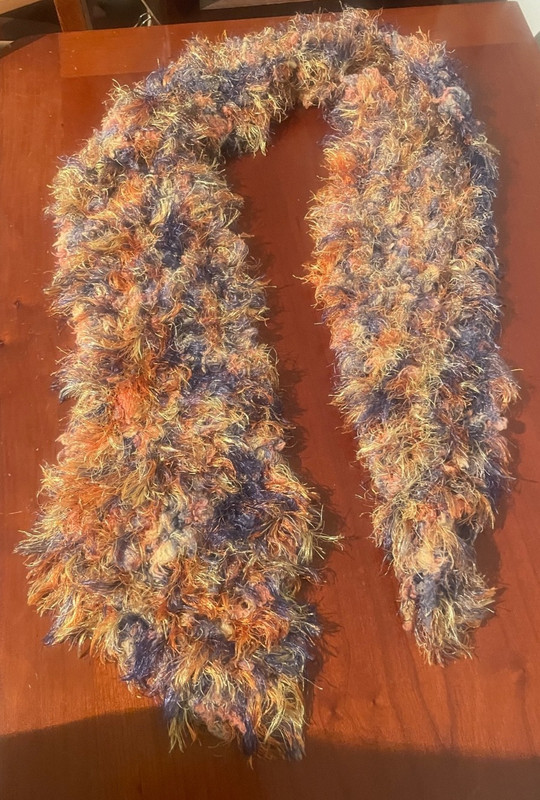 hand-knit scarf, made by professional knitter, 3" x 54" super soft, multi-colore