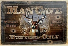 Mancave Hunter Decorative Metal Wall Sign 12" x 8"