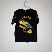 Vintage 90s Star Wars Attack Of The Clones Youth Size Large Black Shirt Faded