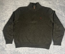 Polo by Ralph Lauren 1/2 Zip Pull Over Sweater Men's Large Dark Gray Pony Logo