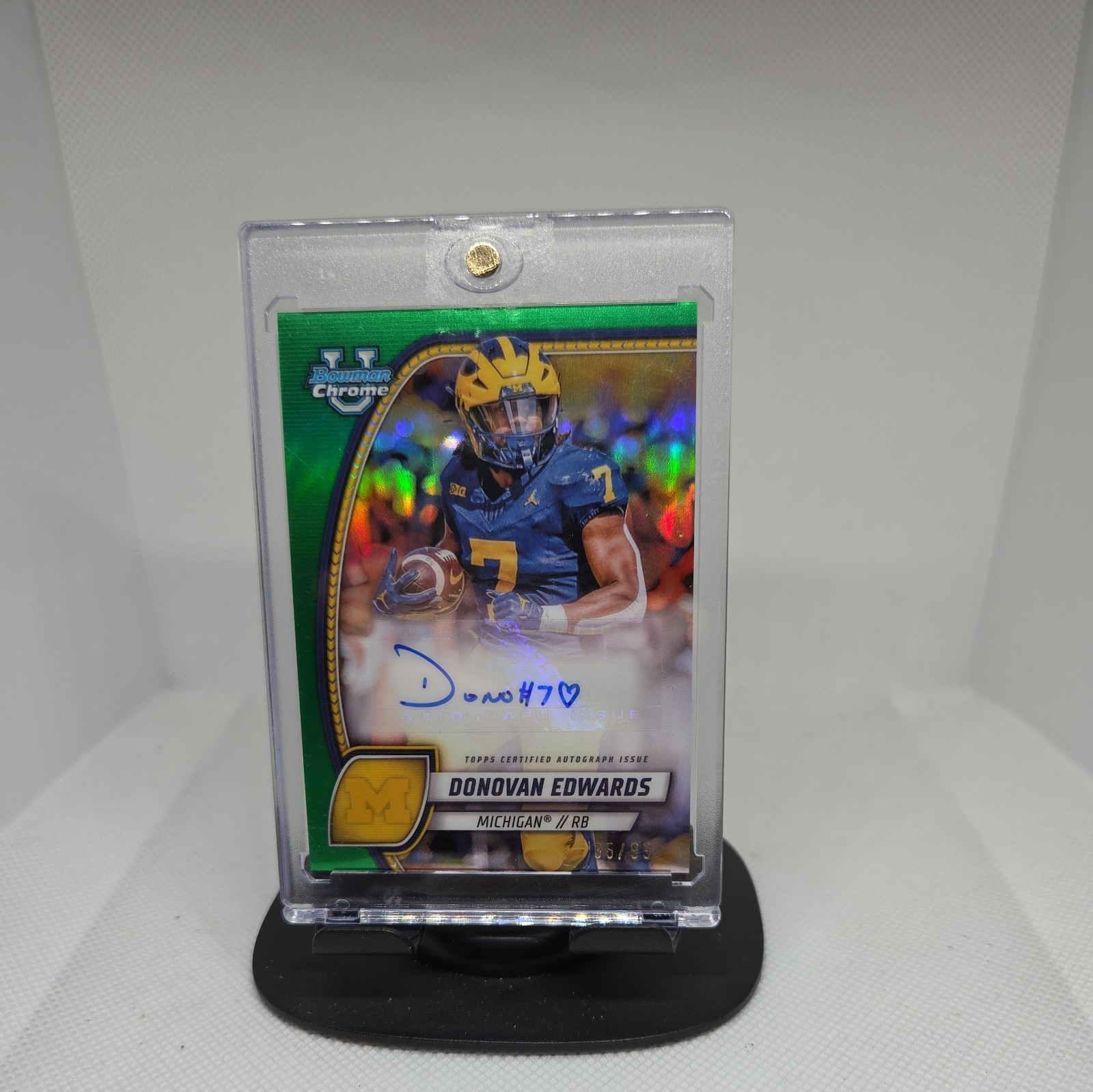 DONOVAN EDWARDS 2024 BOWMAN CHROME U #PA-DED GREEN 🔥AUTO /99🔥 MICHIGAN