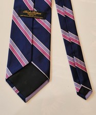 Brooks Brothers Makers All Silk Repp Stripe Tie Navy Lilac Pink USA