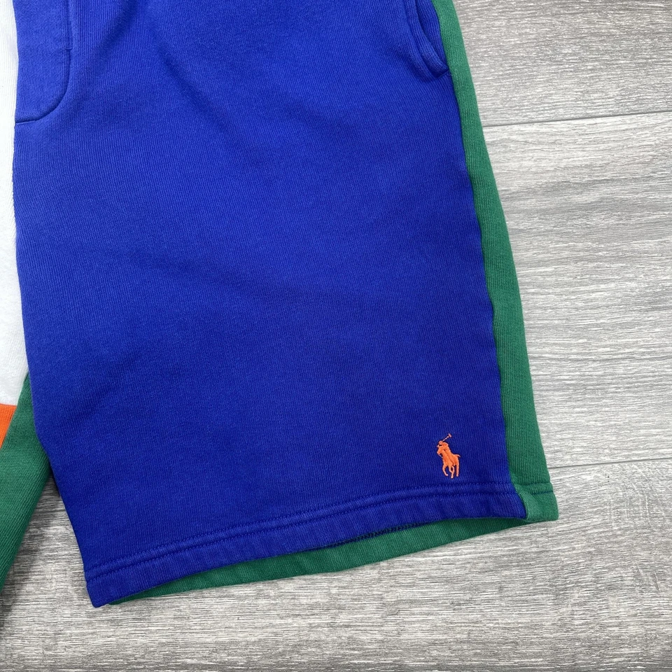 Polo Ralph Lauren Shorts Boys Large 14-16 Blue Green Colorblock Fleece Pony - Image 2 of 4