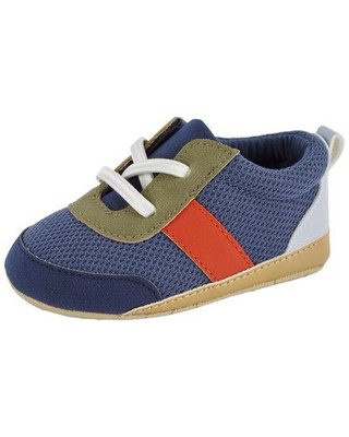 NWT Carter's Baby Soft Sneaker Boys Shoes Blue Tan Olive & Orange Size 3 (6-9M)