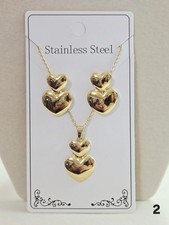 Heart Stainless Steel Statement Earrings and Necklace Set