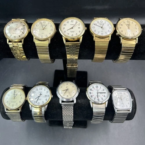 Lot Of 10 Mens Vintage Timex Watches Mechanical & Quartz Analog, Indiglo + More