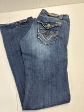 ReRock for Express Bootcut Jeans Women's 4R Blue Denim Stretch 32? Inseam