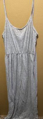 GRAY LONG DRESS WOMEN'S SLEEVELESS DIVIDED LARGE