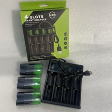 4-Slots USB Smart Charger For 3.7V Rechargeable Lithium Li-ion  6 Batters