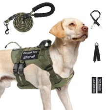 No Pull Tactical Dog Harness for Large Dogs, Escape Proof Molle Dog Vest Harn...