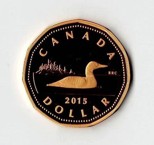 2015 CANADA SILVER PROOF LOON DOLLAR GOLD PLATED - BU