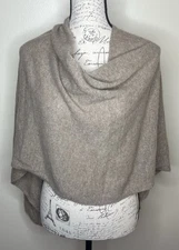Alashan 100% Cashmere Draped Dress Topper Poncho Lightweight Soft Cozy Beige