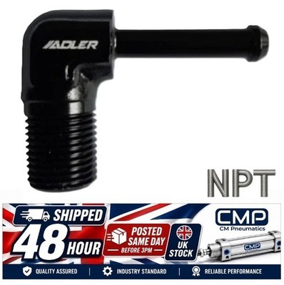 1/8 NPT auf 4mm 5mm (3/16) 90 GRAD KRÜMMER AUFSTECK WIDERHAKEN ENDSTÜCK Schlauchverschraubung Adapter