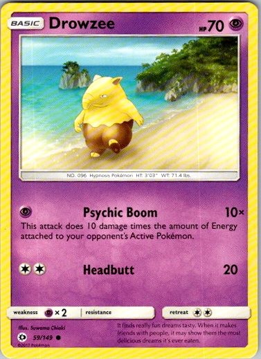 Drowzee 59/149 Common SM Base Set Pokemon Lightly Played