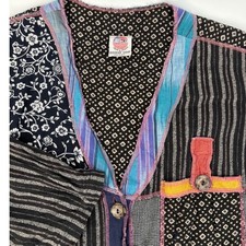 Jay Love Peace Wns Patchwork Artisan Beaded Fish Shirt Jacket Multicolor India