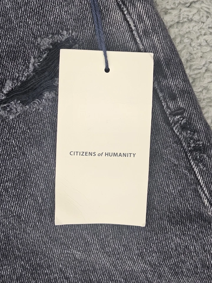 Citizens of Humanity Ambrosio Shorts Womens 27 Black Denim Cutoff Distressed NWT - Image 4 of 4