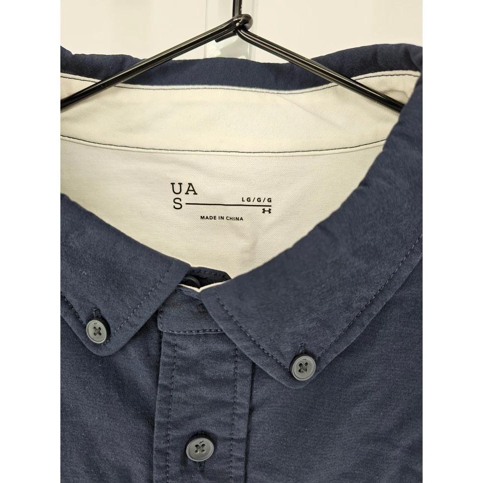 Under Armour Team USA Mens Sz L Long Sleeve Button Up Dress Shirt Blue White - Image 3 of 4