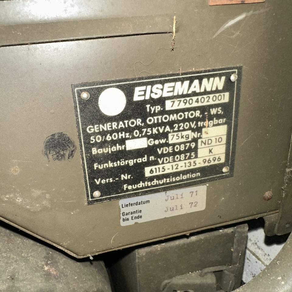 Stromerzeuger Bundeswehr Eisemann 7790402001 - 6115-12-135-9696 - Bild 4 von 4