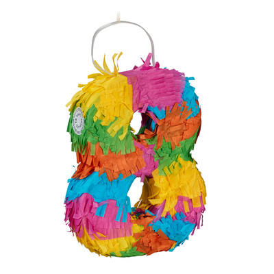 Pinata Regenbogen, Zahlenpinata 8, Minipinata Kindergeburtstag, Party Piñata