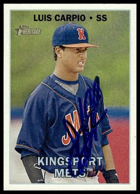 Luis Carpio 2016 Topps Heritage Minors #163 Kingsport Mets Auto Signed MiLB Card