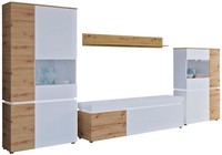 Wohnwand Luci Anbauwand 4-Teilig Eiche Artisan Weiß