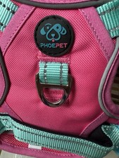 PHOEPET No Pull Reflective Dog Harness Adjustable Vest Metal Clips Pink Base New