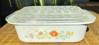 Vintage Corning Ware MC-1-B Casserole Dish Wildflower Pattern Pyrex Glass Lid
