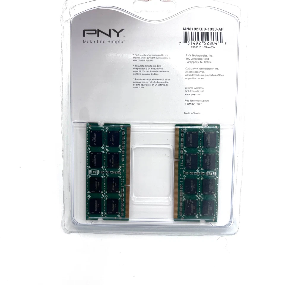 PNY 8GB RAM Memory Kit 2X 4GB PC3-10666 DDR3 MN8192KD3-1333-AP Factory Sealed - Image 2 of 4