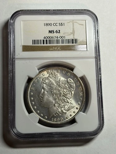 1890 CC Morgan Dollar NGC MS62 Blast White Tough Date