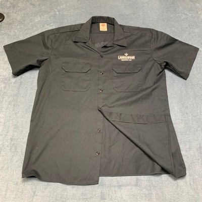Dickies Laurelwood Work Shirt Mens L Black Cotton Travel Chest Pocket Button Up