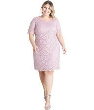 Connected Apparel Womens Floral Lace Cocktail Dress, Purple, Plus Size, 24W