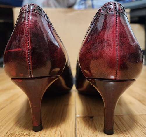 Tory Burch Femmes 6,5 M Rouge Cuir Verni Bout Pointu Chaton Talons Rouge Cerise - Photo 5/9
