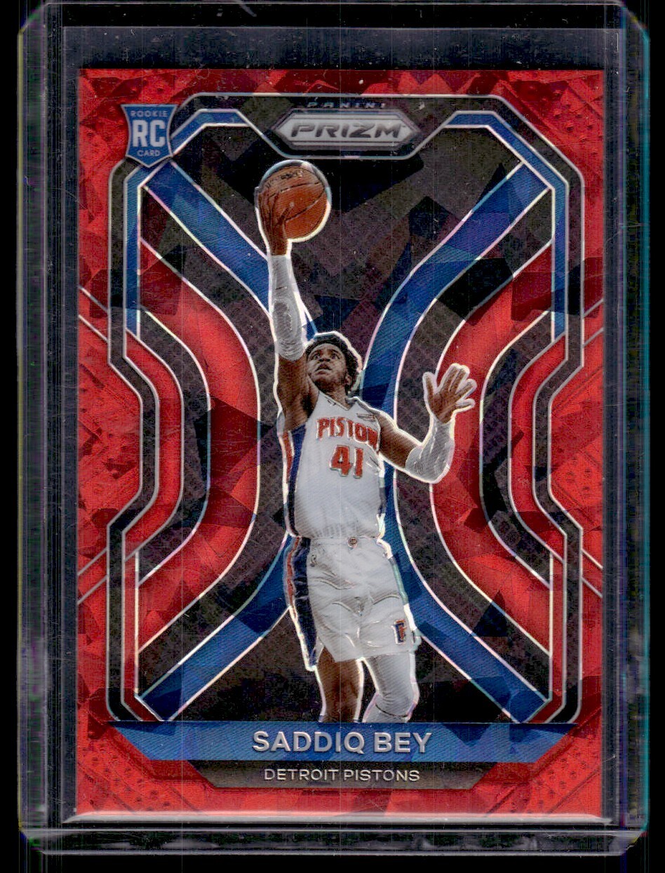 2020-21 Panini Prizm Rookie Red Cracked Ice Prizm Saddiq Bey Rookie #284 Detroit