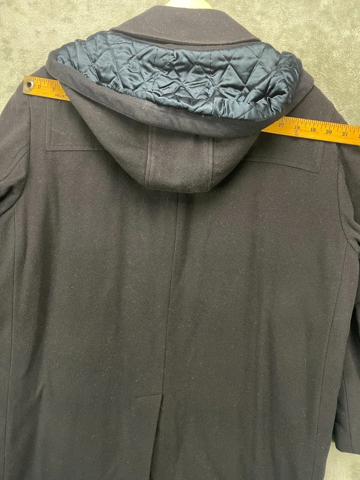 Abrigo de Lona T Harris London Para Hombre Con Capucha Talla Grande Negro Lana Cremallera Completa Foto 3 de 4