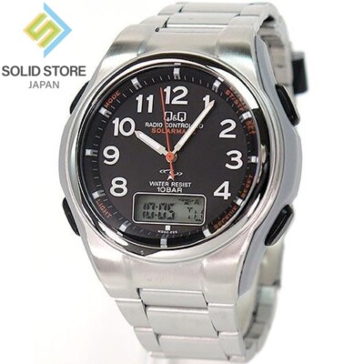 CITIZEN Q&Q MD02-205 Radio Controlled SOLARMATE Black Dial
