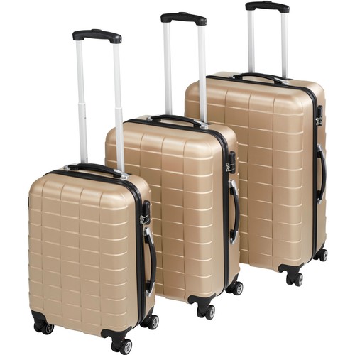 Set di 3 valigie ABS rigido trolley valigie bagaglio a mano elegante  champagne | eBay