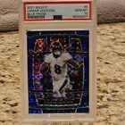 Lamar Jackson 2021 Panini Select Blue Prizm /199 #5 Baltimore Ravens PSA 10