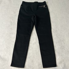 Tommy Hilfiger Pants Women Size 8 Black Skinny Stretchy Pull On Mid Rise Logo
