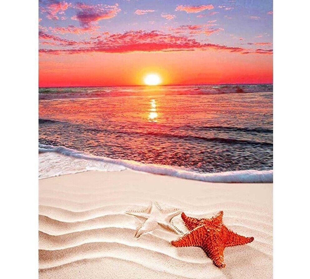 Diamond Painting Beach Sunset Beautiful Starfish Design Wall Displays  Embroidery