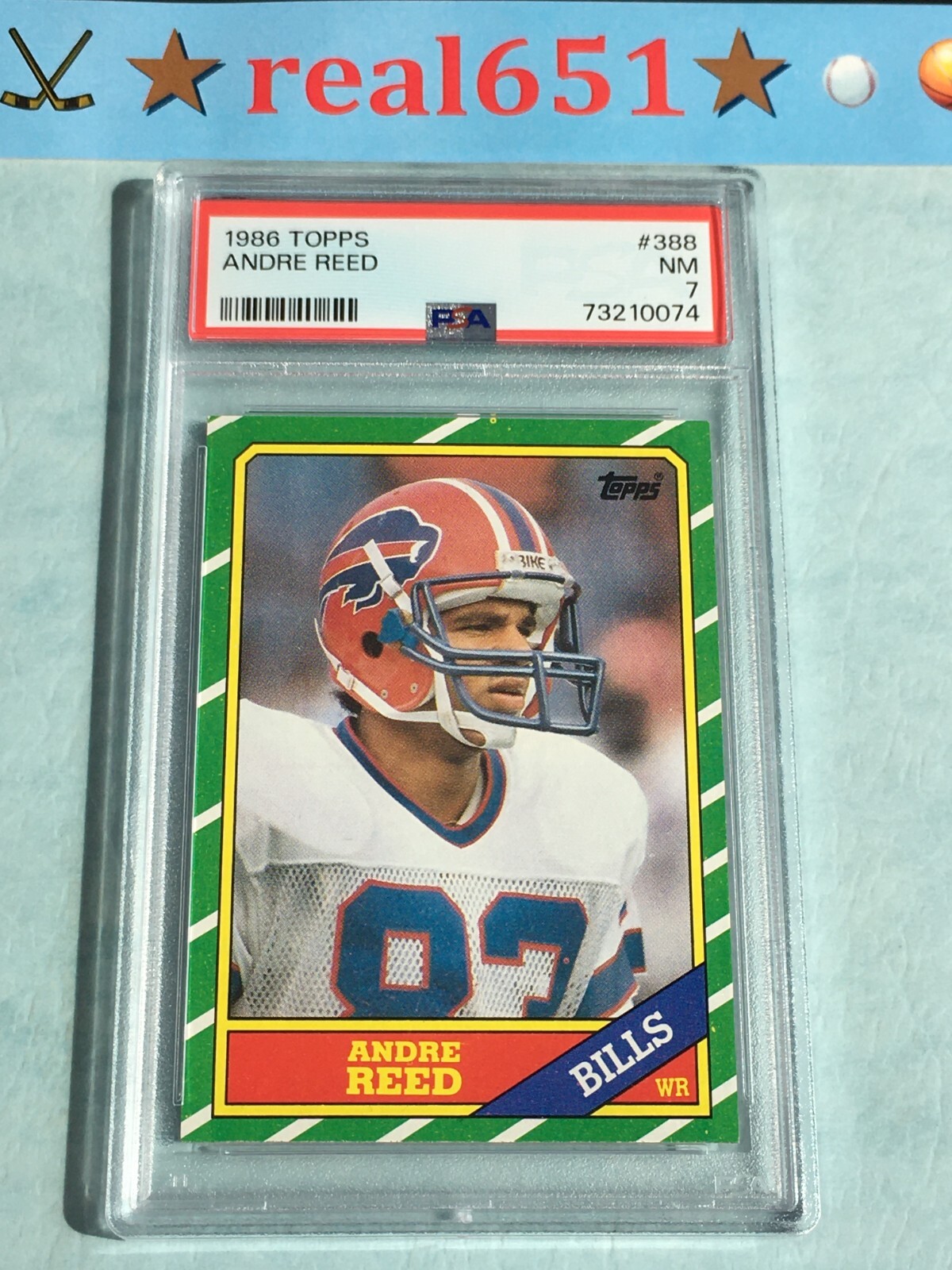 1986 Topps #388 ANDRE REED Rookie | PSA 7 NM | HOF Bills RC Buffalo
