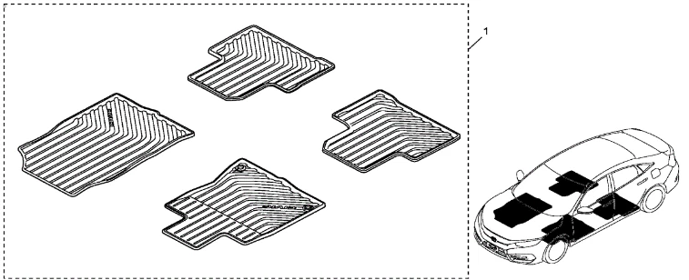 Genuine Honda All Season Weather Floor Mats Set of 4 Fits: 2016-2021 Civic - Image 2 of 3