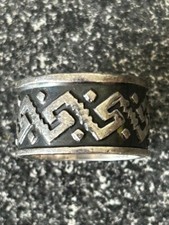 Vintage MEXICO Greek Key design Size 7 Sterling Silver 14 Grams Wide Band Ring