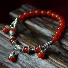 Chinese Red Agate/Silver Ethnic Style Vogue Exquisite Hand Chain Bracelet